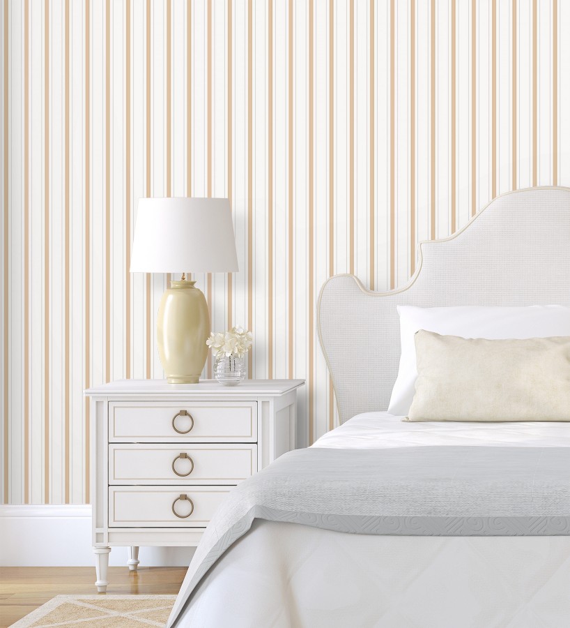 Papel pintado rayas clásicas finas ocre  Albert Stripes 684437
