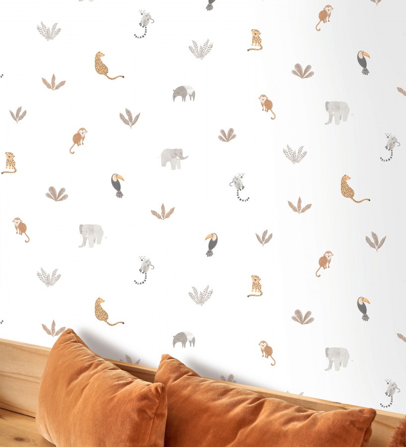Papel pintado selva infantil con animales y plantas  Sahara Spirit 684458