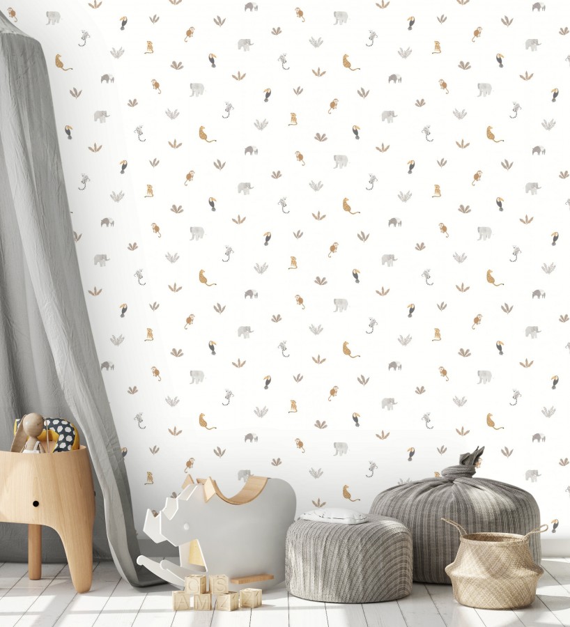 Papel pintado selva infantil con animales y plantas  Sahara Spirit 684458