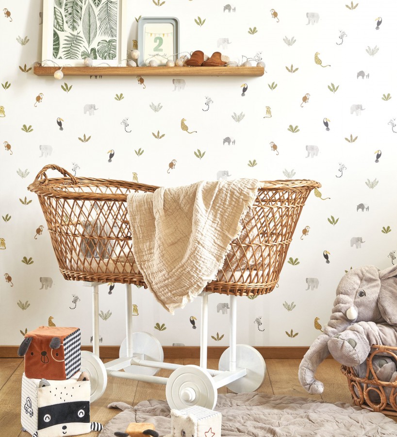 Papel pintado selva infantil con animales y plantas  Sahara Spirit 684459