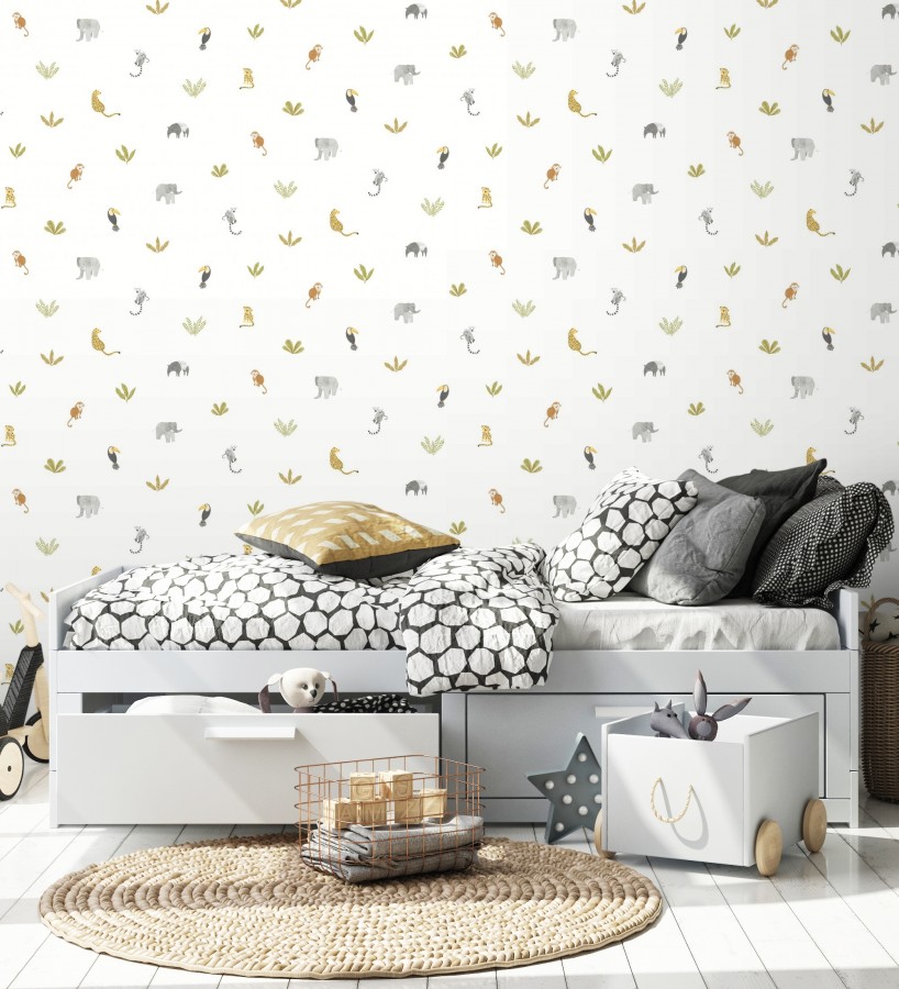 Papel pintado selva infantil con animales y plantas  Sahara Spirit 684459