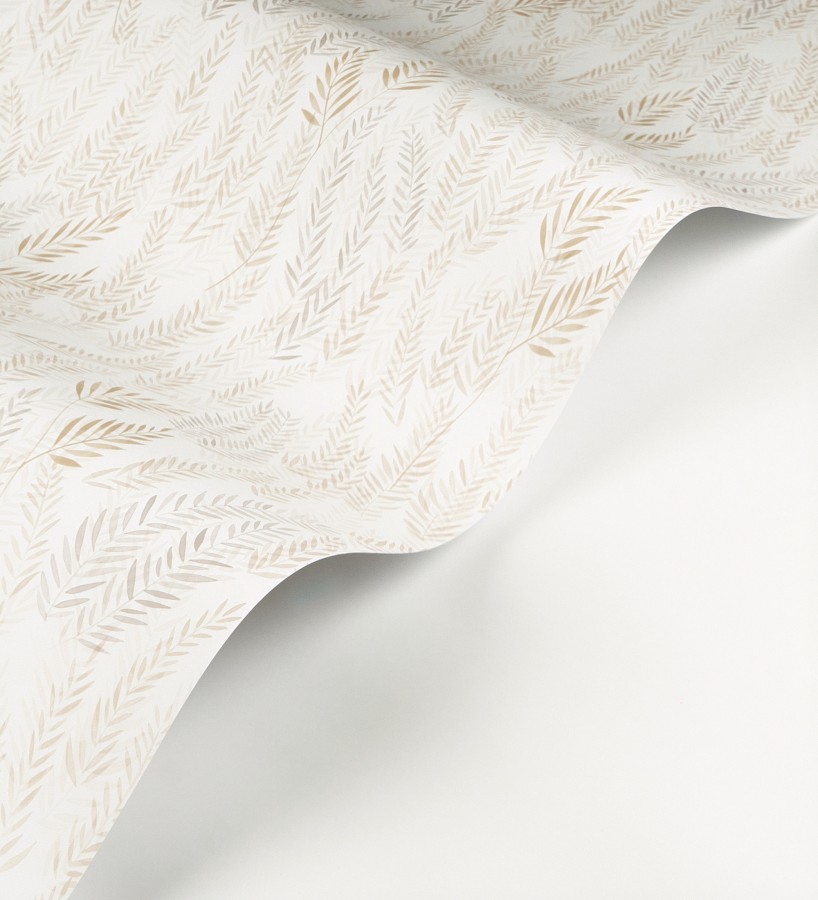 Papel pintado de hojas en tonos beige y gris  Lara Willow 684464