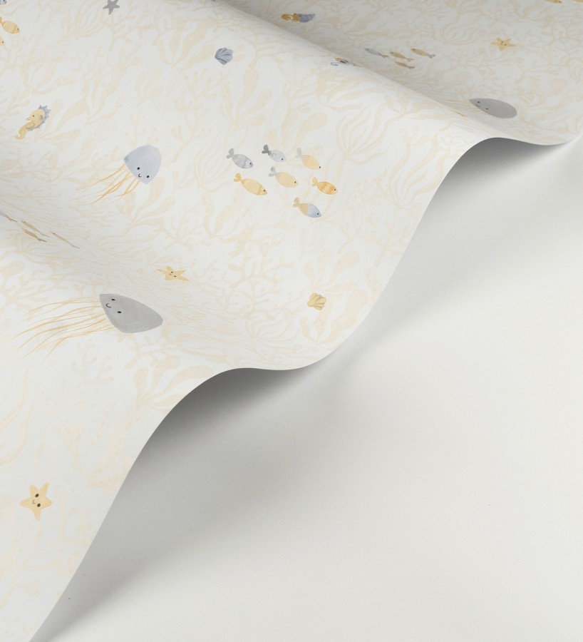 Papel pintado de medusas peces cangrejos y caballitos de mar infantil  Pipo Jelly 684470