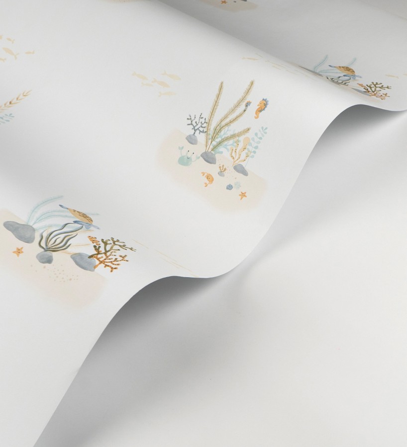 Papel pintado arrecife coral acuarela infantil con peces  Nile Aquatic 684473