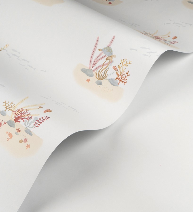 Papel pintado arrecife coral acuarela infantil con peces  Nile Aquatic 684474