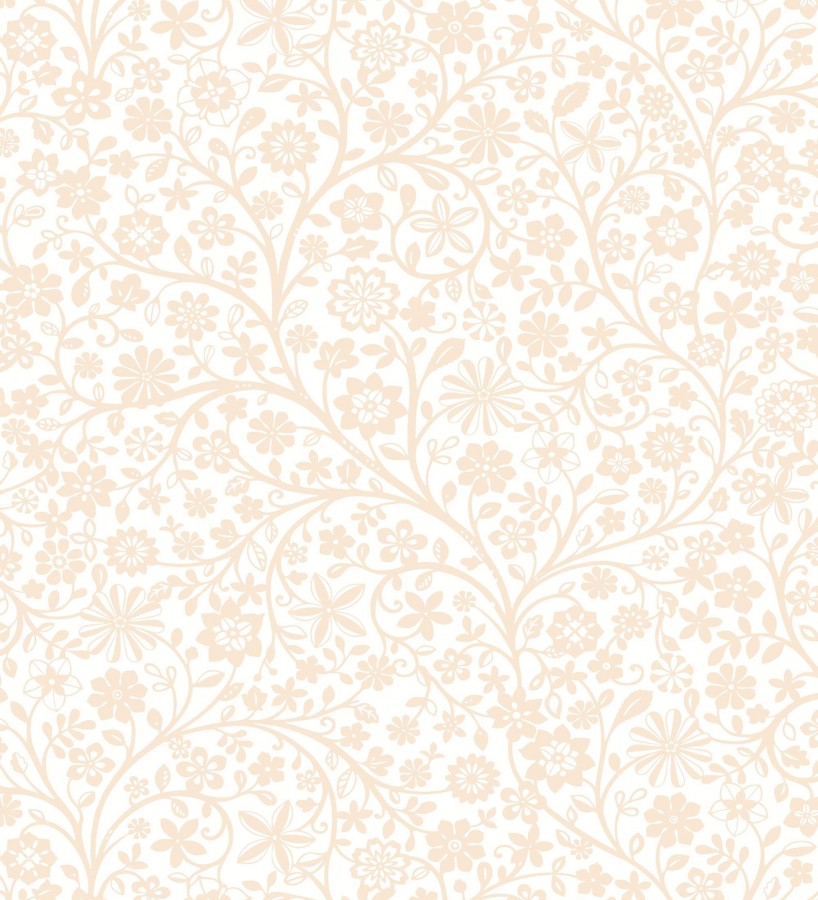 Papel pintado flores ilustración botánica sutil y armónica tono melocotón  Natalie Reverie 684476