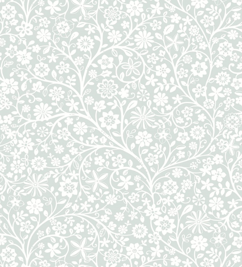 Papel pintado flores ilustración botánica sutil y armónica tono azul  Natalie Reverie 684477