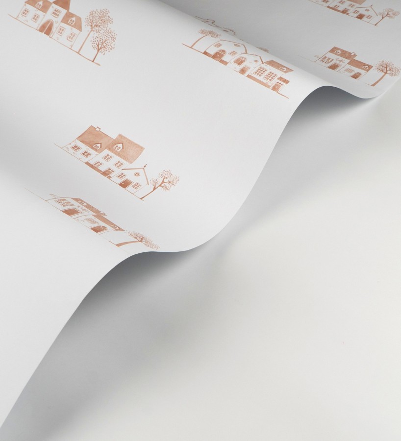 Papel pintado de casas dibujo infantil color teja  Cotswold Lovely 684480