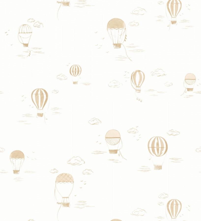 Papel pintado infantil de globos aerostáticos color beige  Lund Airborne 684481