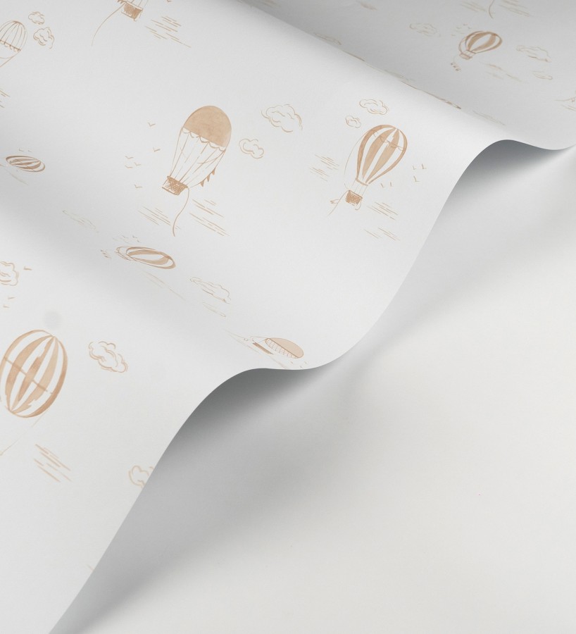 Papel pintado infantil de globos aerostáticos color beige  Lund Airborne 684481