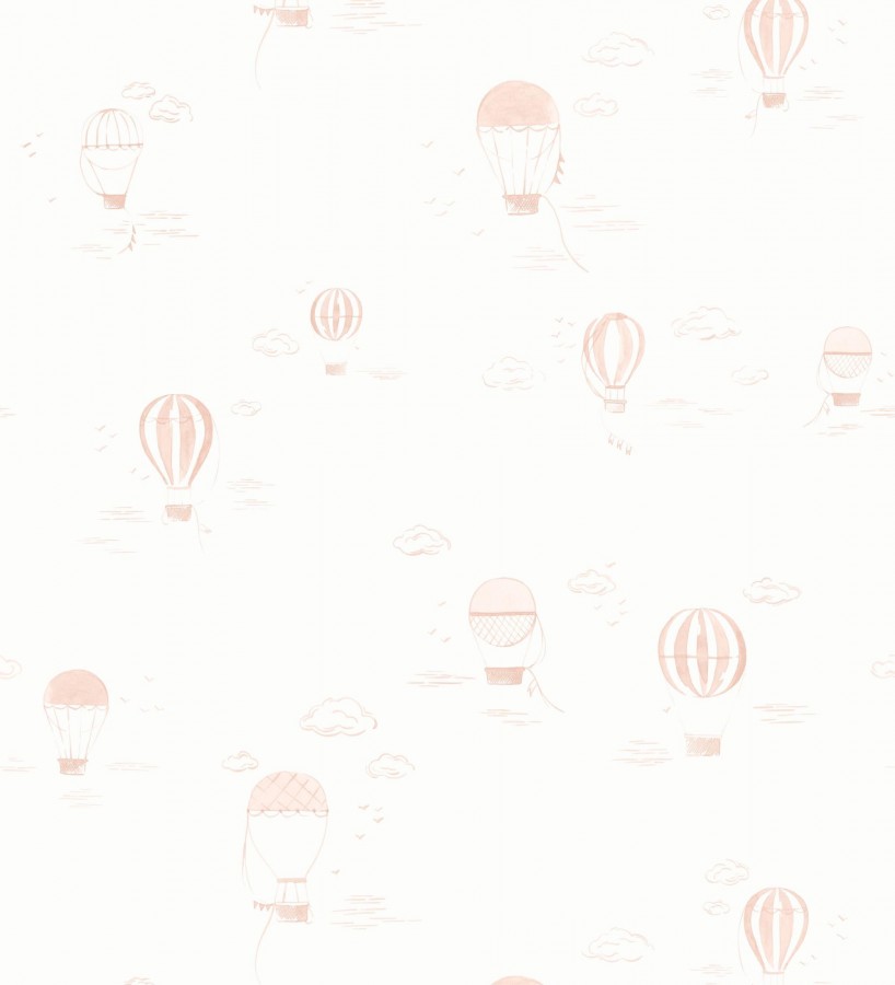 Papel pintado infantil de globos aerostáticos color rosa  Lund Airborne 684482