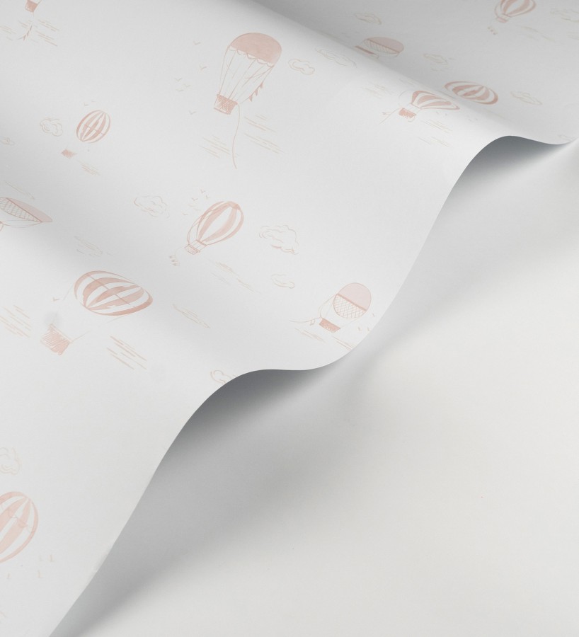 Papel pintado infantil de globos aerostáticos color rosa  Lund Airborne 684482