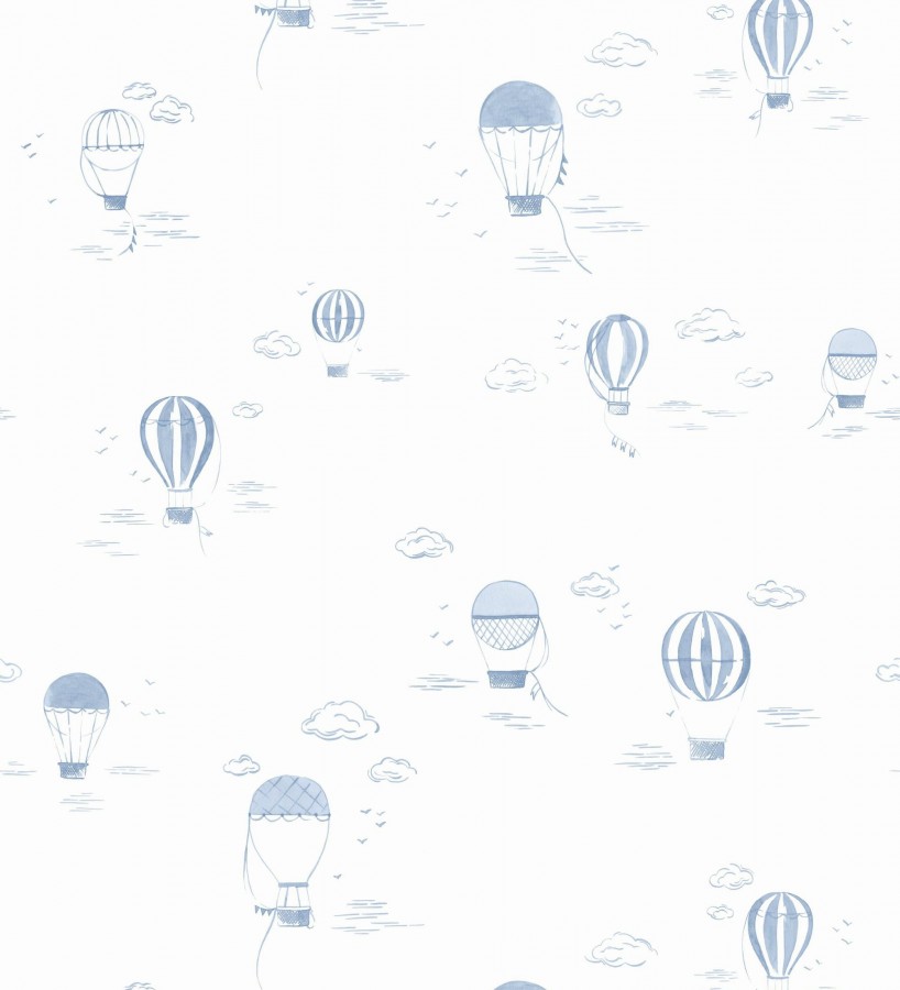 Papel pintado infantil de globos aerostáticos color azul  Lund Airborne 684483