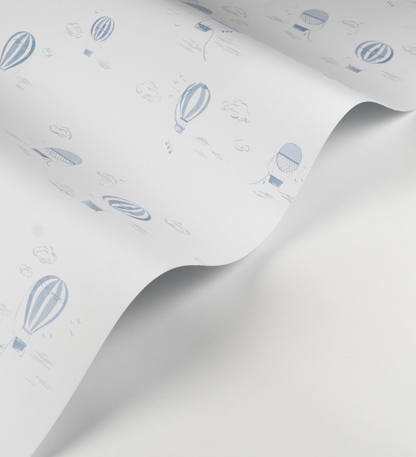 Papel pintado infantil de globos aerostáticos color azul  Lund Airborne 684483