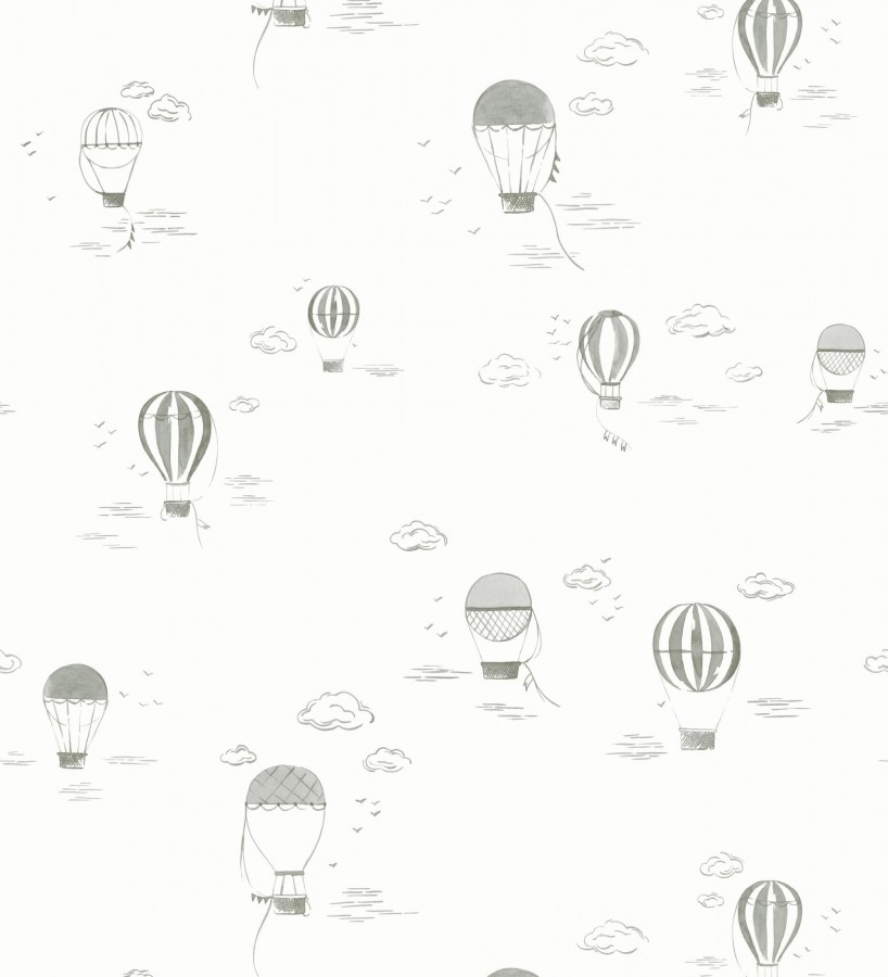 Papel pintado infantil de globos aerostáticos color gris  Lund Airborne 684484