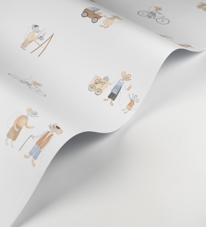 Papel pintado infantil de ratoncitos parisinos  Marais Petite 684487