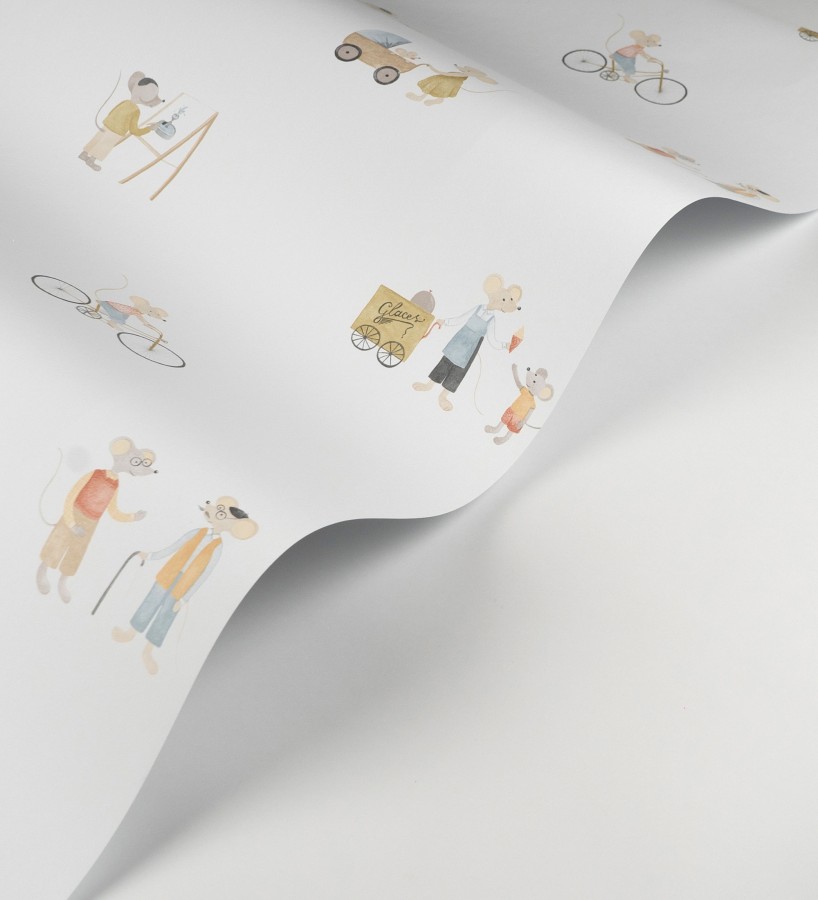 Papel pintado infantil de ratoncitos parisinos  Marais Petite 684488