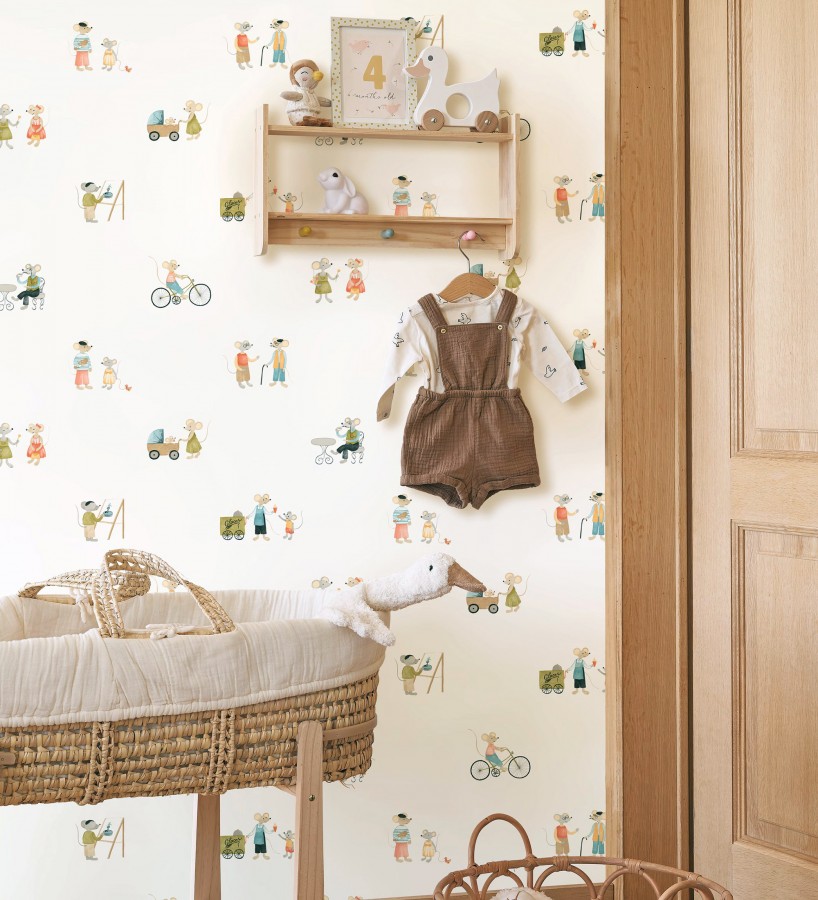 Papel pintado infantil de ratoncitos parisinos  Marais Petite 684488
