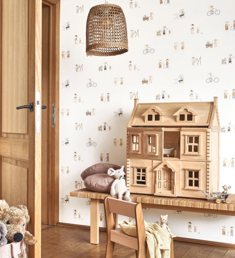 Papel pintado infantil de ratoncitos parisinos  Marais Petite 684488