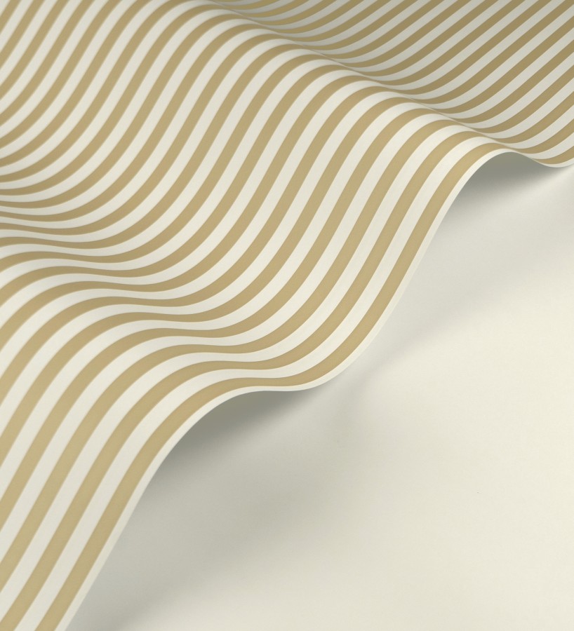 Papel pintado rayas finas infantiles tonos mostaza y blanco  Andy Stripes 684490