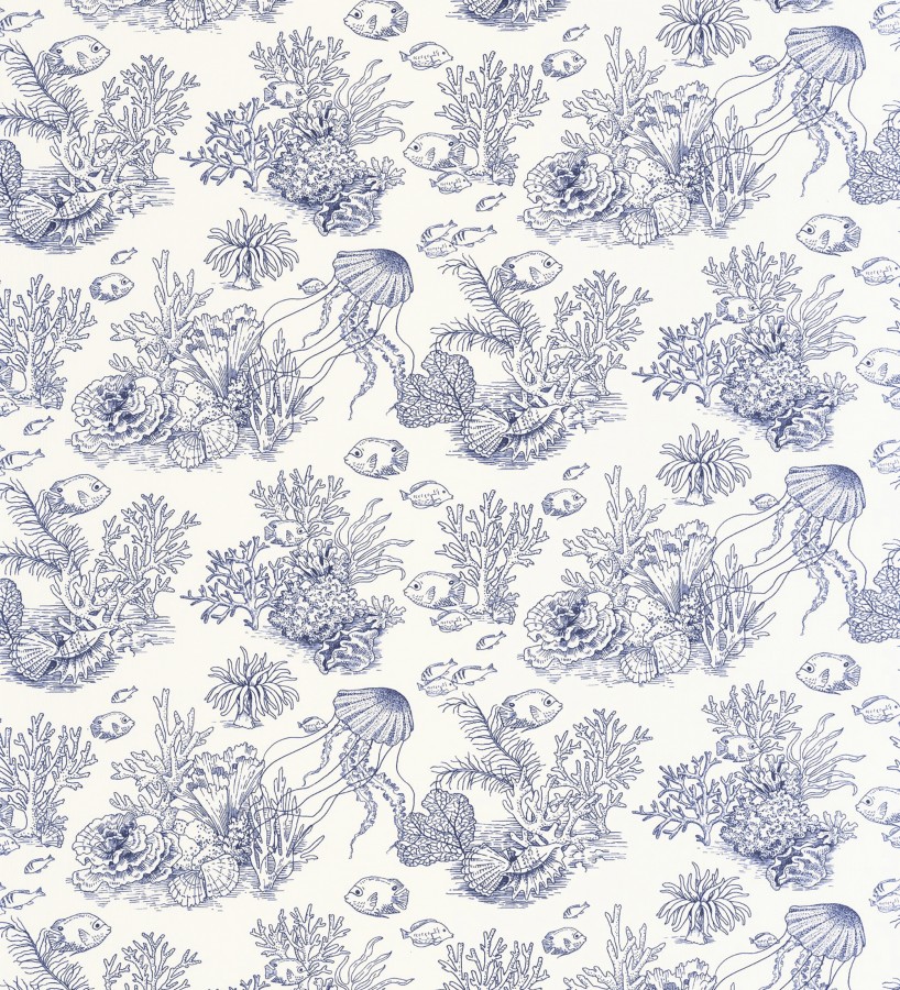 Papel pintado arrecife coralino dibujado sobre tejido de lienzo  Atlantis Abyss 684503