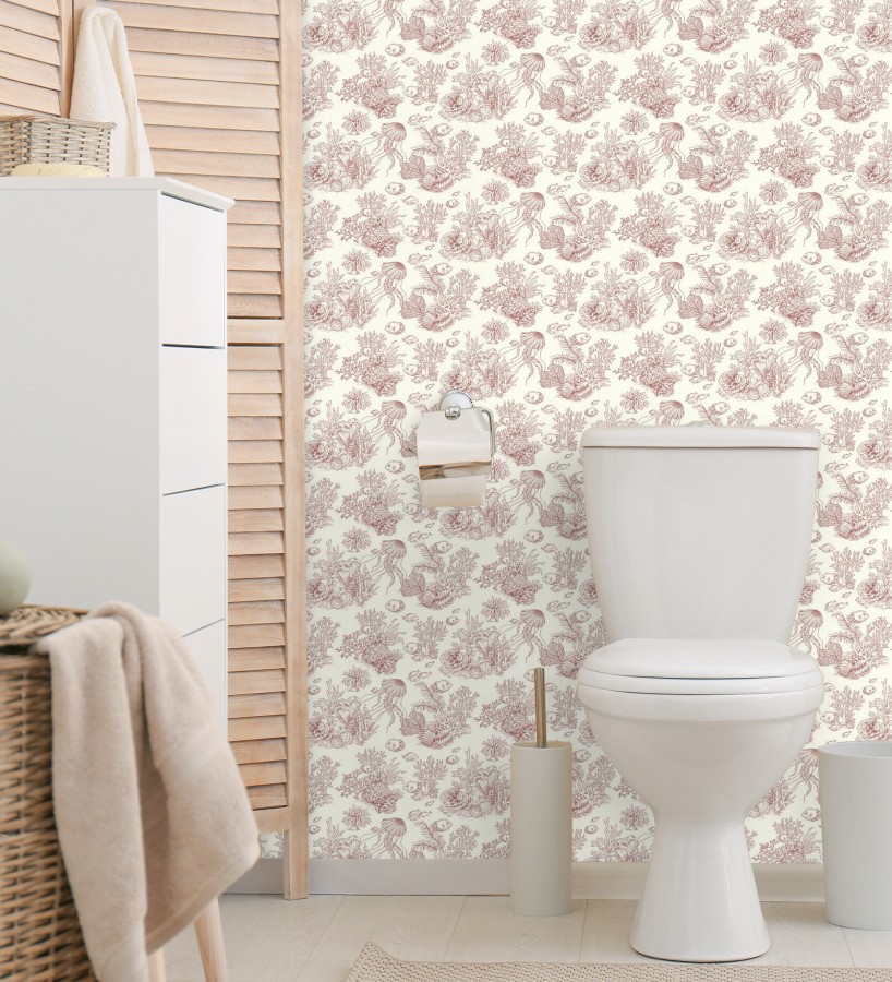 Papel pintado arrecife coralino dibujado sobre tejido de lienzo  Atlantis Abyss 684504