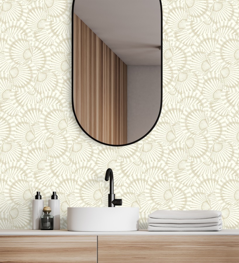 Papel pintado conchas marinas texturizadas en relieve textil  Salina Layered 684507