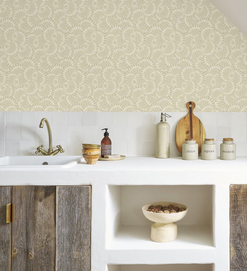 Papel pintado conchas marinas texturizadas en relieve textil  Salina Layered 684508