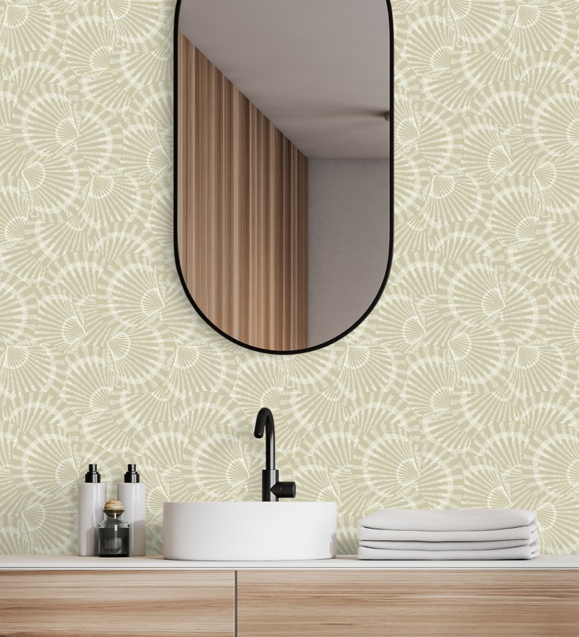 Papel pintado conchas marinas texturizadas en relieve textil  Salina Layered 684508