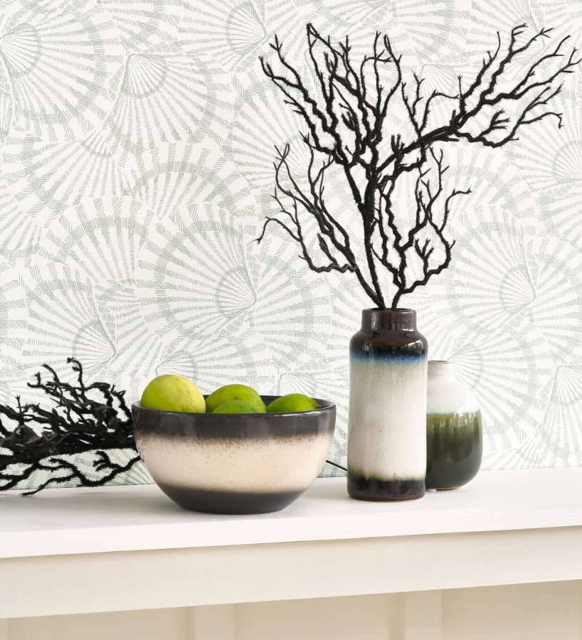 Papel pintado conchas marinas texturizadas en relieve textil  Salina Layered 684509