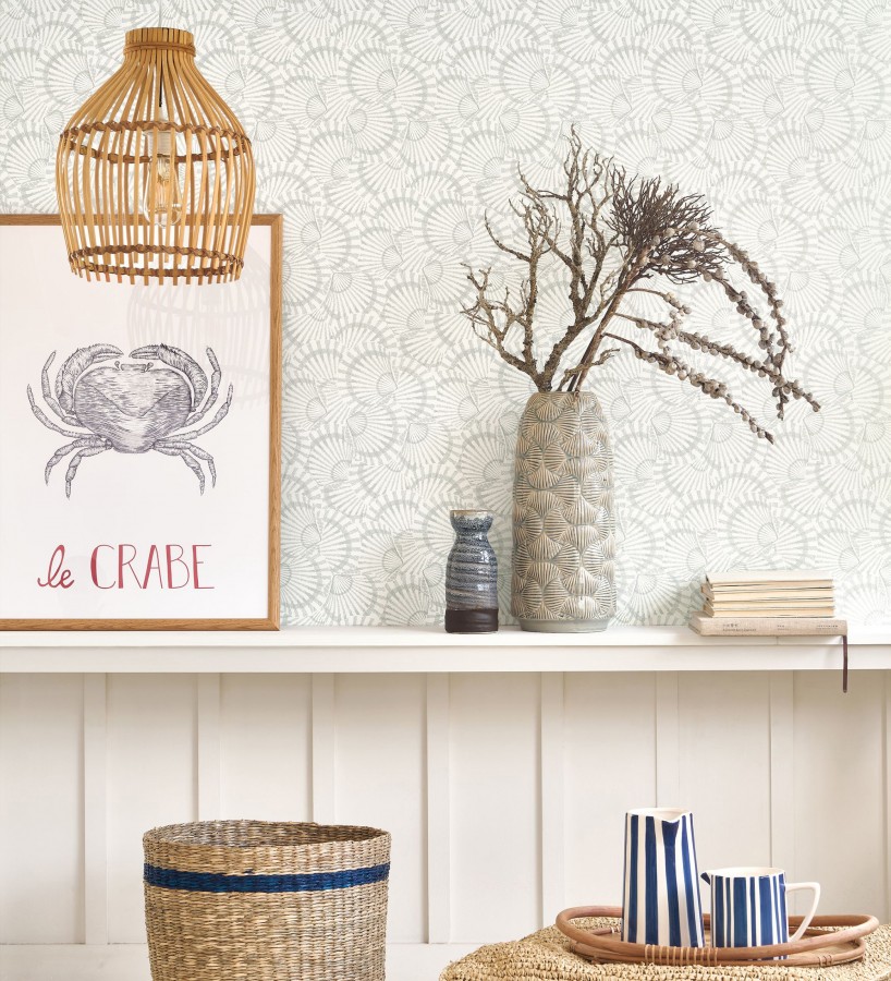 Papel pintado conchas marinas texturizadas en relieve textil  Salina Layered 684509