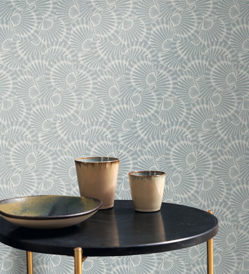 Papel pintado conchas marinas texturizadas en relieve textil  Salina Layered 684510