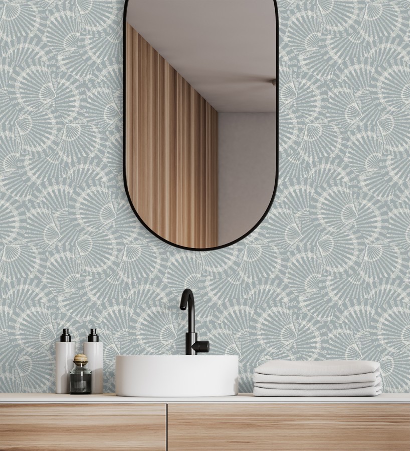 Papel pintado conchas marinas texturizadas en relieve textil  Salina Layered 684510