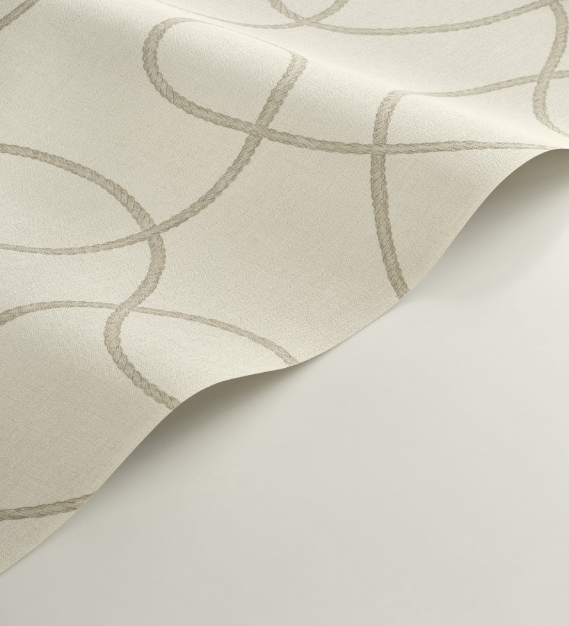Papel pintado cuerdas náuticas entrelazadas fondo crema claro  Dover Coiled 684512