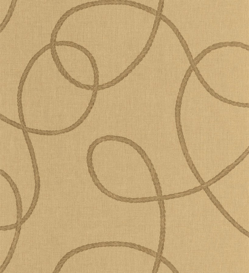 Papel pintado cuerdas náuticas entrelazadas fondo camel  Dover Coiled 684513