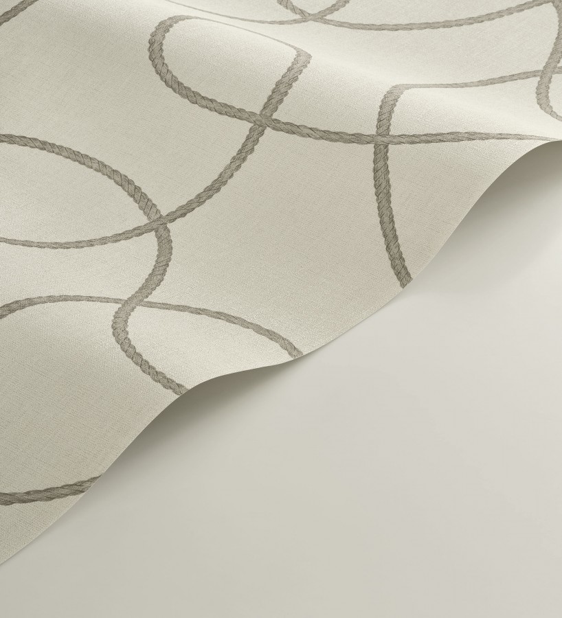 Papel pintado cuerdas náuticas entrelazadas fondo blanco roto  Dover Coiled 684514