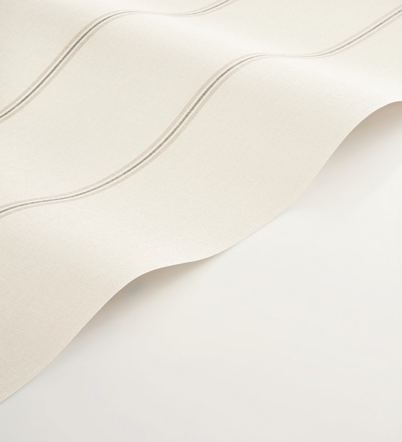 Papel pintado de rayas beige fondo tejido de lino  Colmar Lined 684515