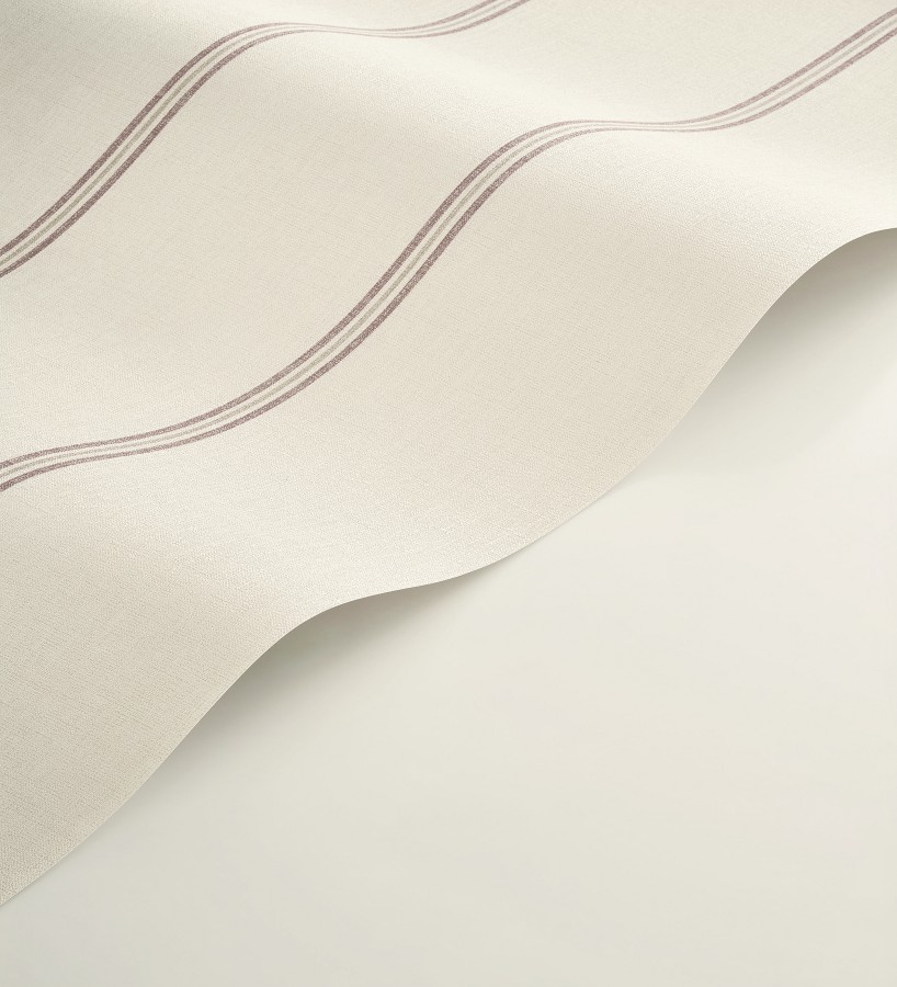 Papel pintado de rayas rojo oxblood fondo tejido de lino  Colmar Lined 684517