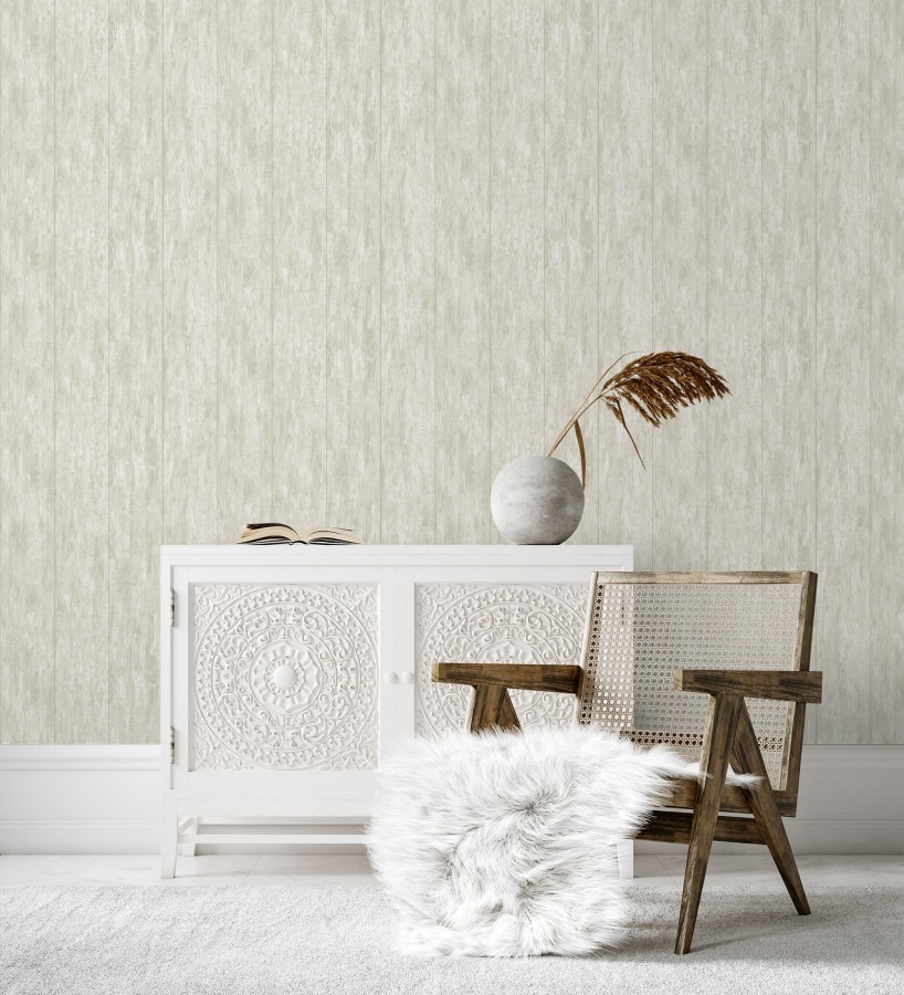 Papel pintado madera decapada beige tostada rústica  Hadson Boards 684521