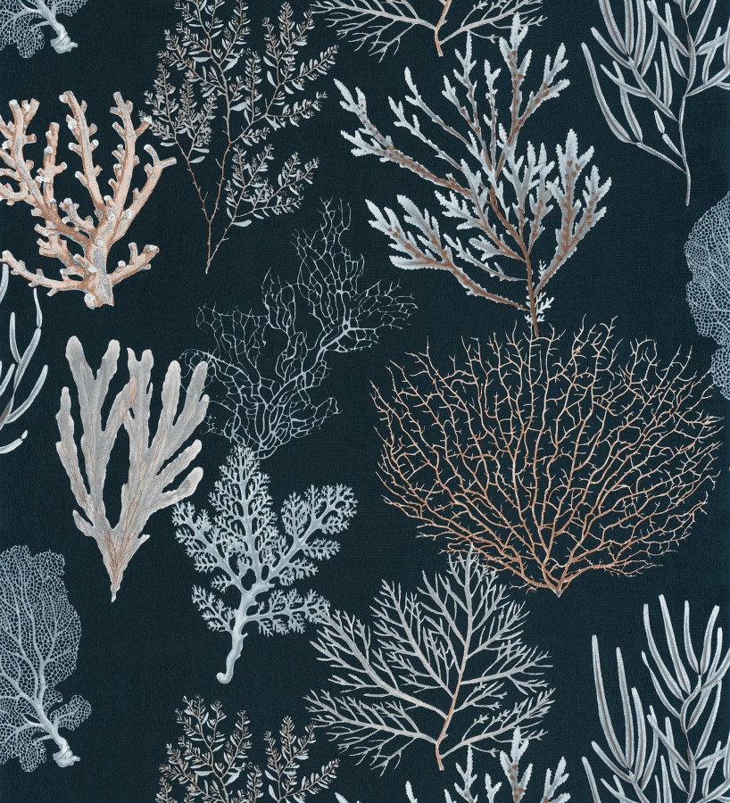 Papel pintado de corales marinos texturizado en tejido fibras de lienzo  Baltic Forest 684530