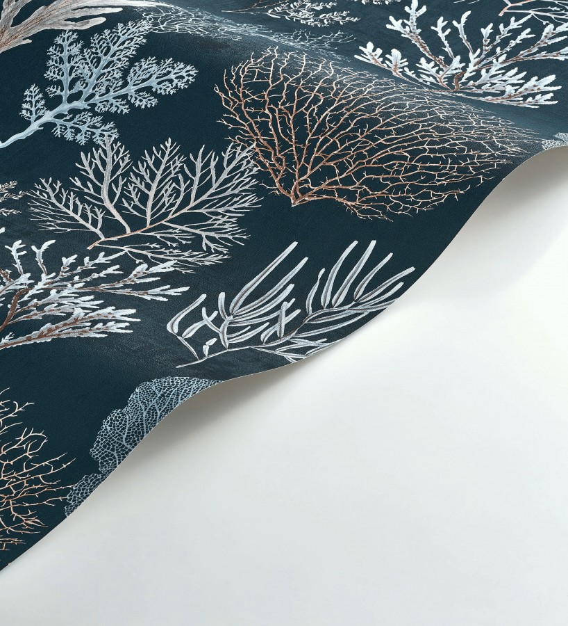 Papel pintado de corales marinos texturizado en tejido fibras de lienzo  Baltic Forest 684530