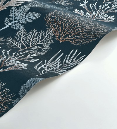 Papel pintado de corales marinos texturizado en tejido fibras de lienzo Baltic Forest 684530