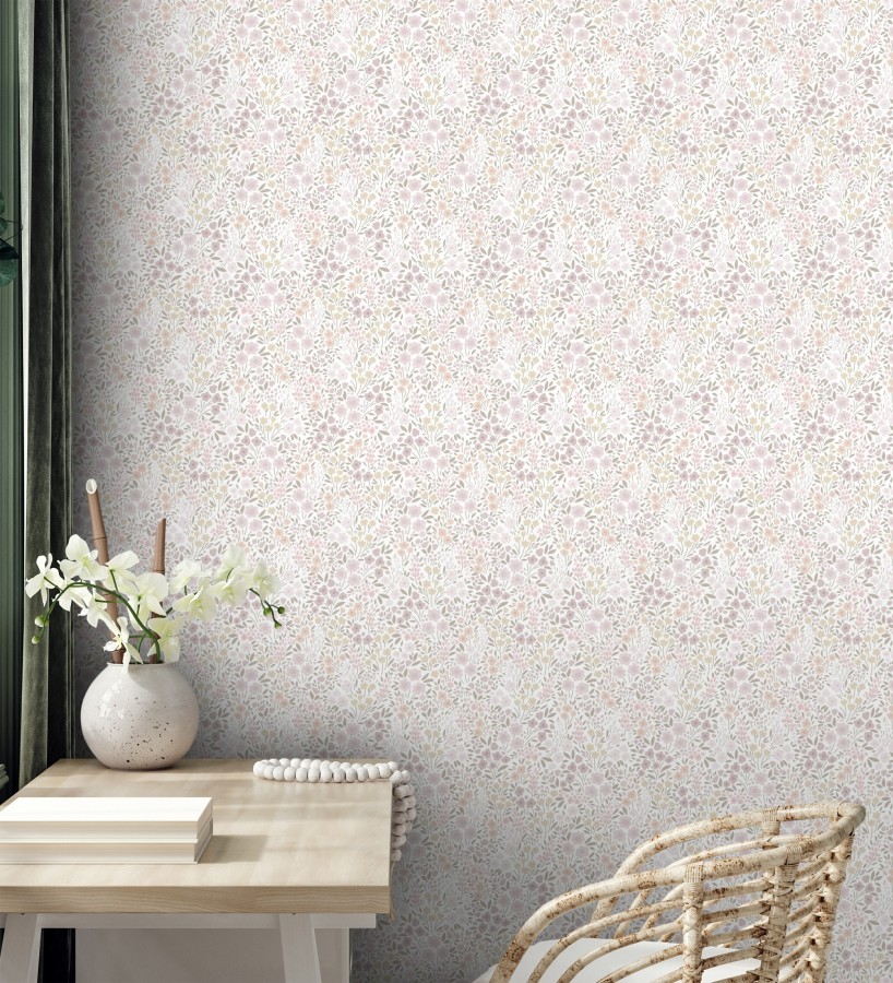 Papel pintado liberty floral mini tonos rosa empolvado  Alina Dainty 684536