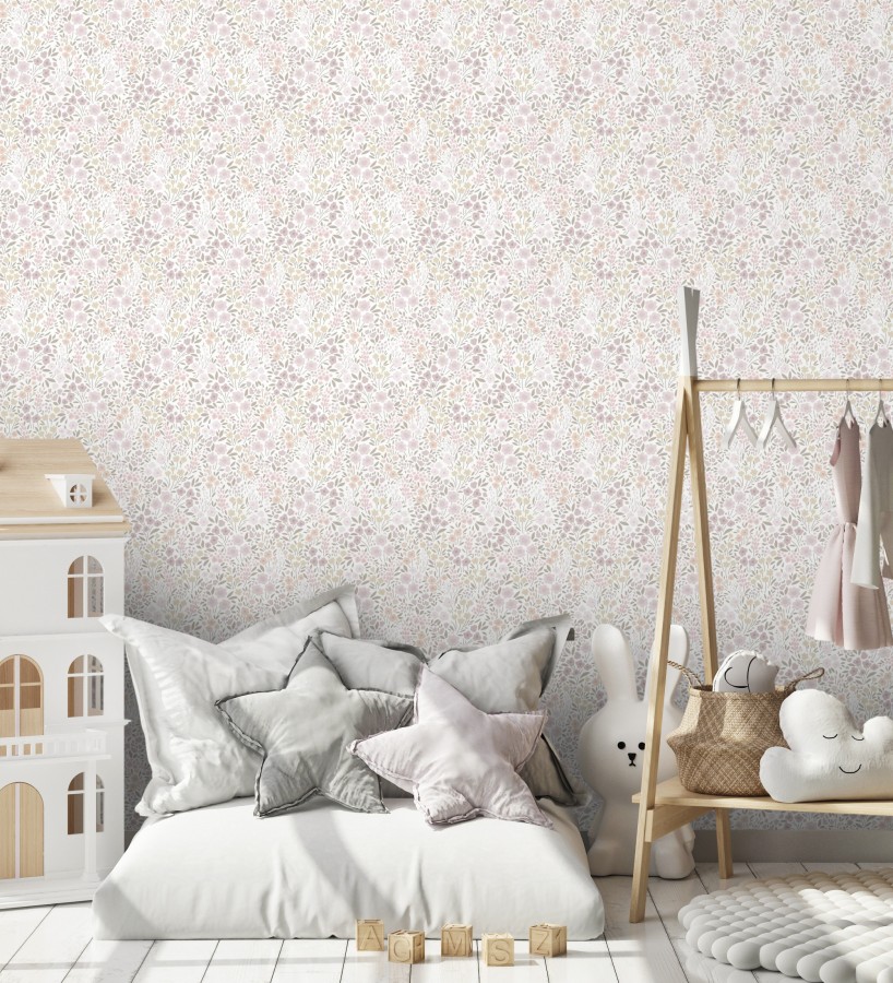 Papel pintado liberty floral mini tonos rosa empolvado  Alina Dainty 684536
