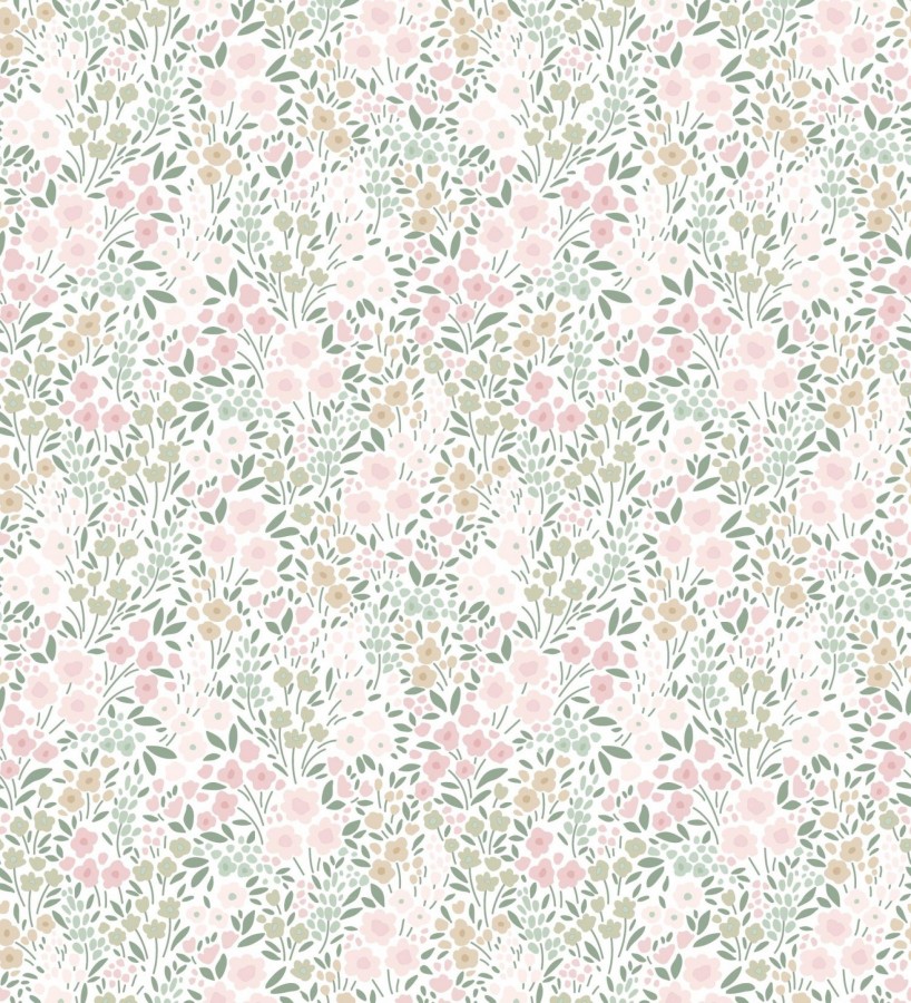 Papel pintado liberty floral mini tonos rosa y verde  Alina Dainty 684537