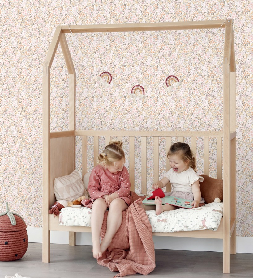 Papel pintado liberty floral mini tonos rosa y ocre  Alina Dainty 684538