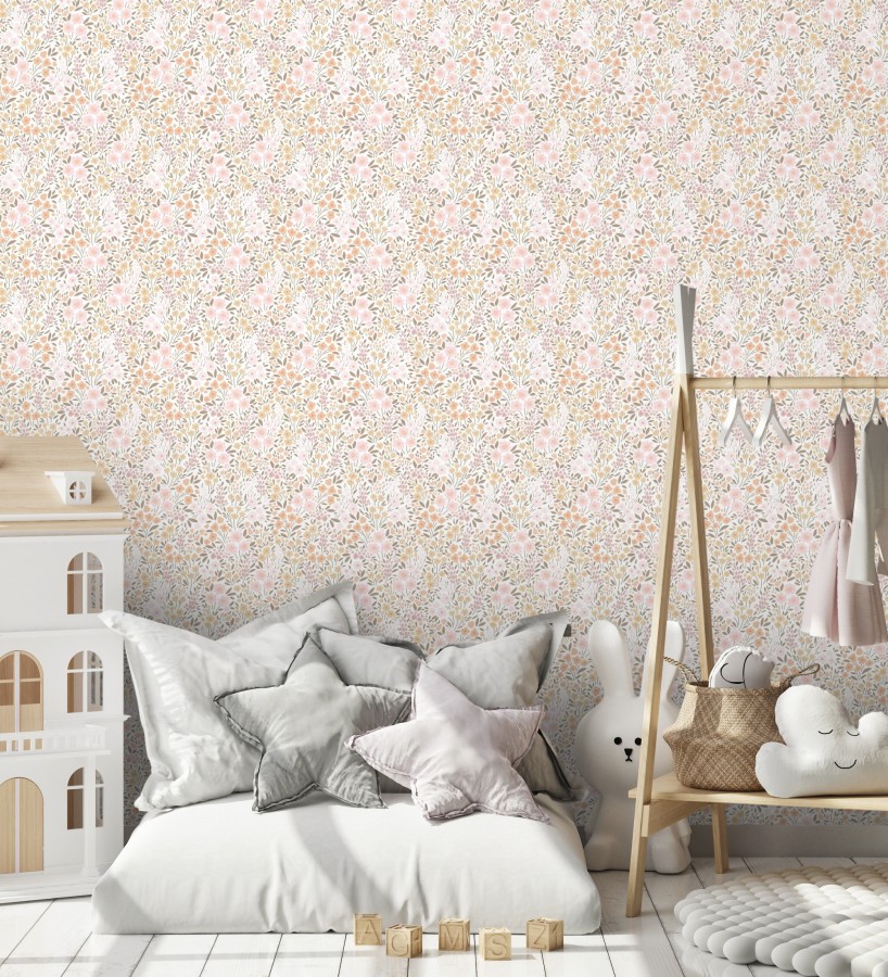 Papel pintado liberty floral mini tonos rosa y ocre  Alina Dainty 684538