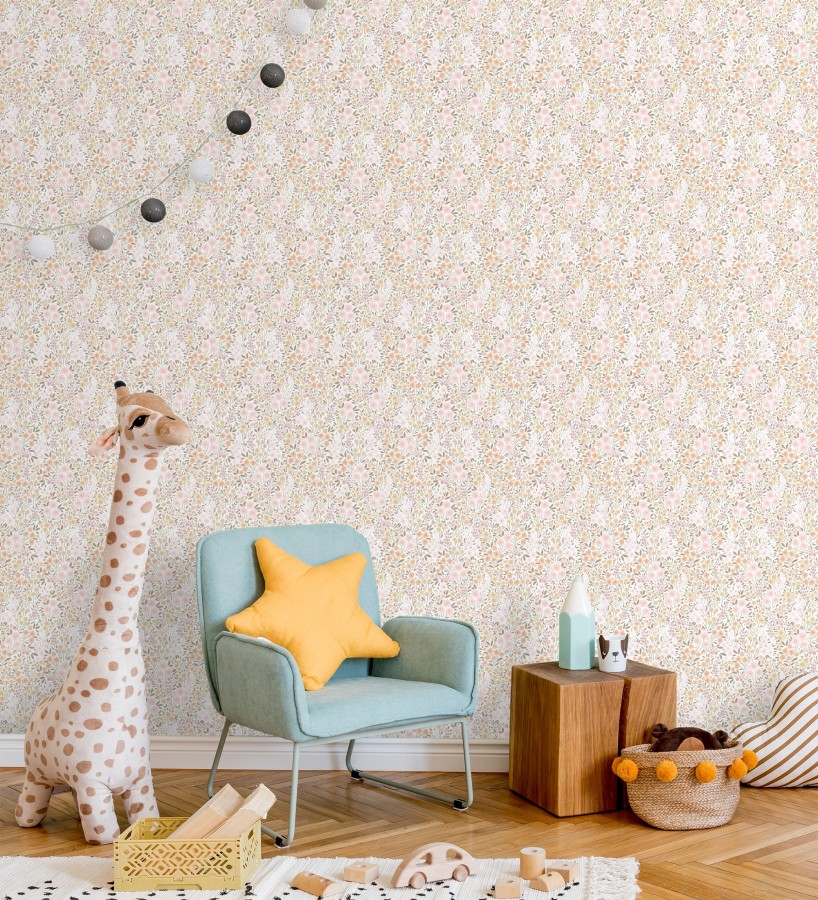 Papel pintado liberty floral mini tonos rosa y ocre  Alina Dainty 684538