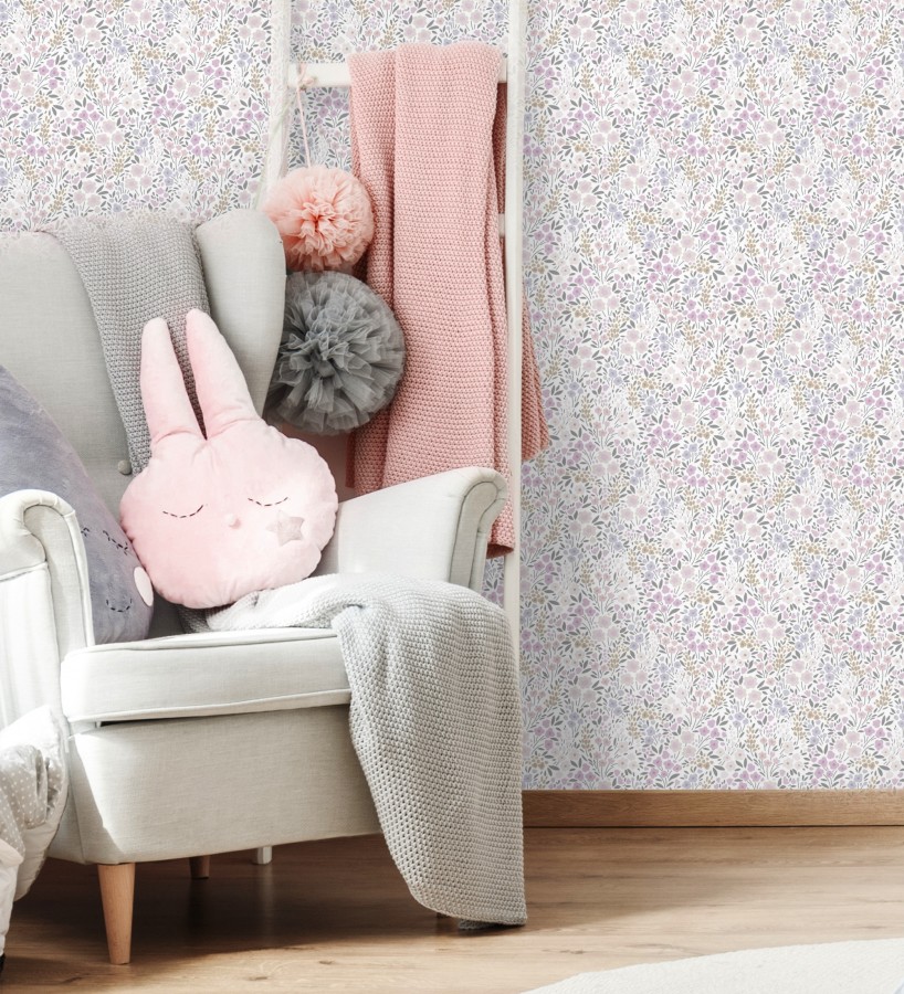 Papel pintado liberty floral mini tonos violeta  Alina Dainty 684539