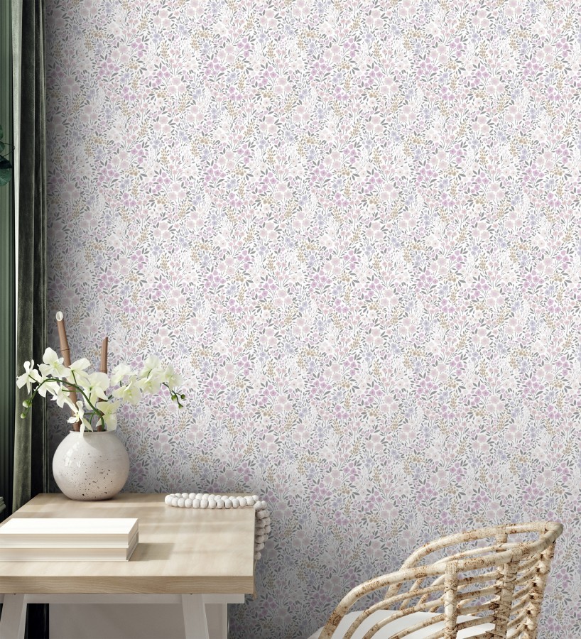 Papel pintado liberty floral mini tonos violeta  Alina Dainty 684539